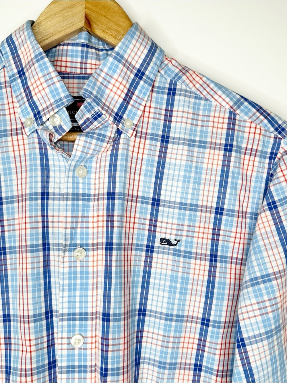 Vineyard Vines Slim Fit Button Down Whale Shirt Plaid Mens Size S